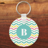 Helderkleurig Wavy Pattern Monogramed Sleutelhanger (Achterkant)