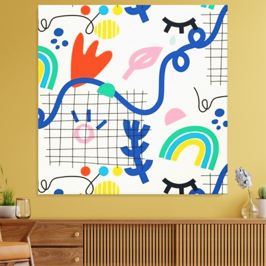 Helderkleurige Abstracte kunststofdoppen Canvas Afdruk (Insitu (Woonkamer))