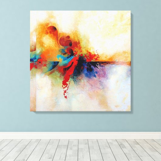 Helderkleurige Abstracte olieverf Canvas Afdruk (Insitu (Houten vloer))