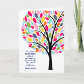 Helderkleurige appel leraar boom bedankt kaart (Voorkant)