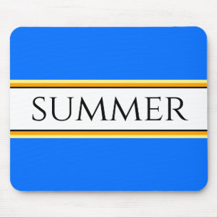 Helderkleurige, blauw-blauwe SUMMER Stripes Muismat