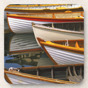 Helderkleurige boten aan het Wooden Boat Center Bier Onderzetter