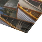 Helderkleurige boten aan het Wooden Boat Center Snijplank (Hoek)