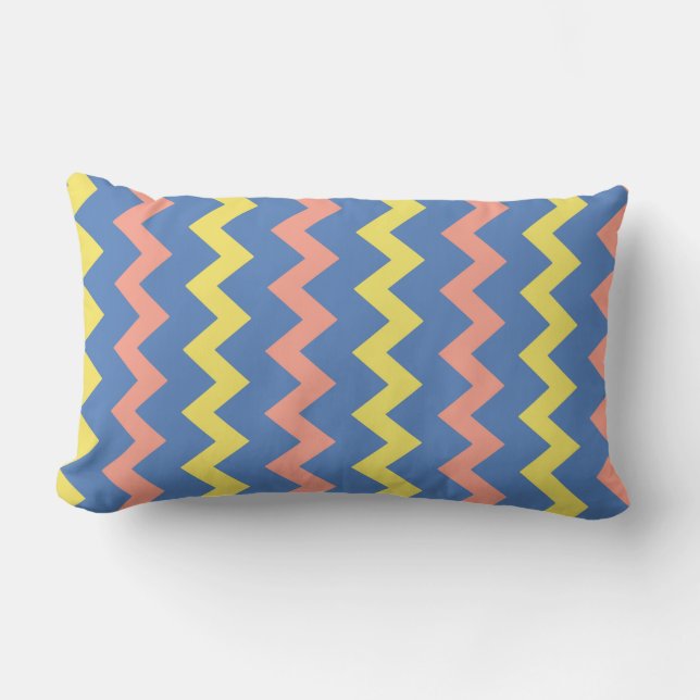Helderkleurige chevron zigzag kussen (Voorkant)