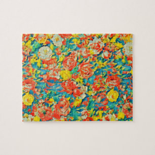 Helderkleurige Floral Blossoming Garden Fine Art Legpuzzel