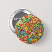 Helderkleurige Floral Blossoming Garden Fine Art Ronde Button 5,7 Cm (Voorkant /achterkant)