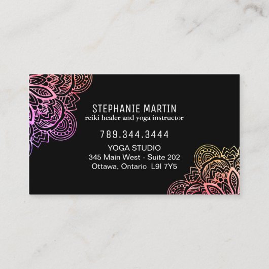Helderkleurige Hamsa Reiki Visitekaartjes (Achterkant)