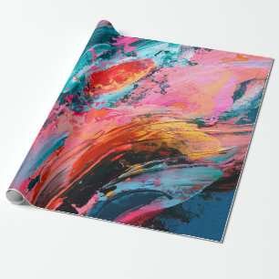 Helderkleurige hand geschilderd abstract achtergro cadeaupapier