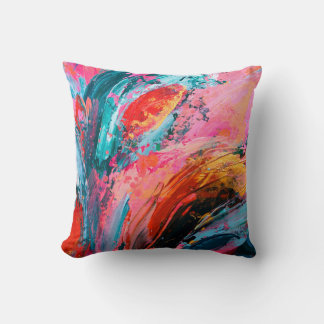 Helderkleurige hand geschilderd abstract achtergro kussen