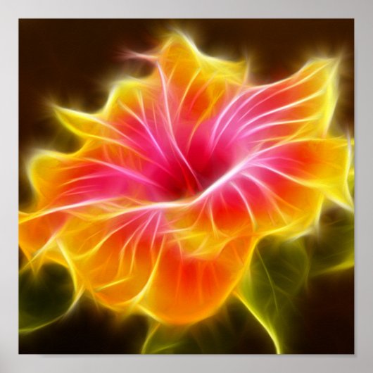 Helderkleurige Hibiscus Flower Poster (Voorkant)
