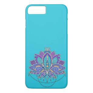 Helderkleurige Lotus flower op blauw blauwgroen iPhone 8 Plus / 7 Plus Hoesje