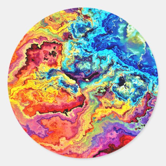 Helderkleurige marmer ronde sticker (Voorkant)