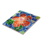 Helderkleurige mozaïekrode ventilator tegeltje (Zijkant)