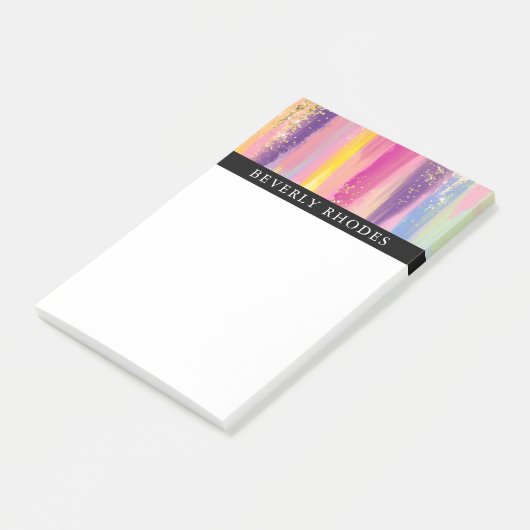 Helderkleurige penseelstreken en spatpenselen post-it® notes (Schuin)