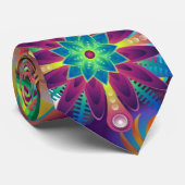 Helderkleurige Psychedelic Retro Sunbursts Stars Stropdas (Opgerold)
