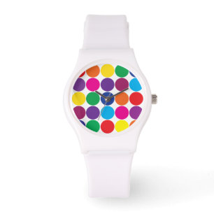Helderkleurige regenboogcirkels poolpunts horloge