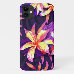 Helderkleurige tropische bloemen iPhone 11 hoesje