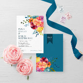 Helderkleurige turkooise floral Weddenschap I Kaart