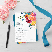 Helderkleurige turkooise floral Wedding Kaart