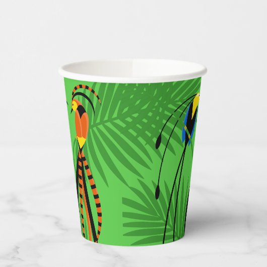 Helderkleurige vogels van het paradijs papieren bekers (Links)