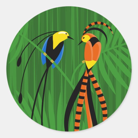 Helderkleurige vogels van het paradijs ronde sticker (Voorkant)