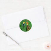 Helderkleurige vogels van het paradijs ronde sticker (Envelop)