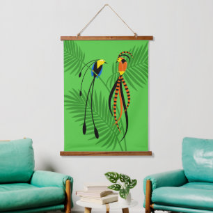 Helderkleurige vogels van Paradise 2 Hangend Wandkleed