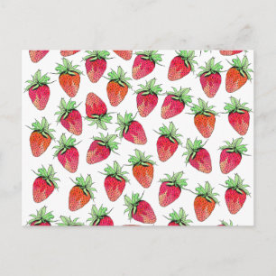 Helderkleurige Waterverf fruitige aardbeien Briefkaart