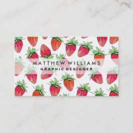Helderkleurige Waterverf fruitige aardbeien Visitekaartje