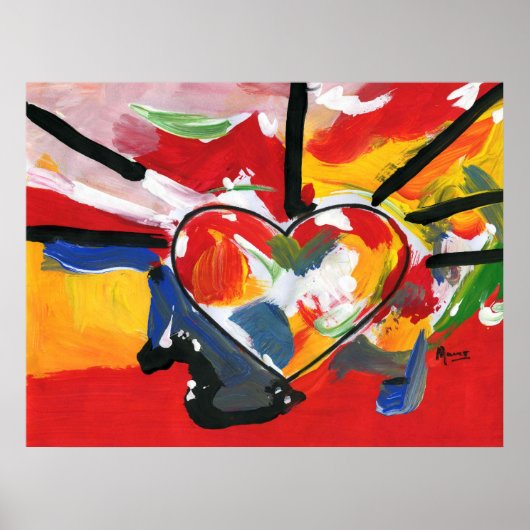 Helderkleurige waterverf Hartpatronen Poster (Voorkant)