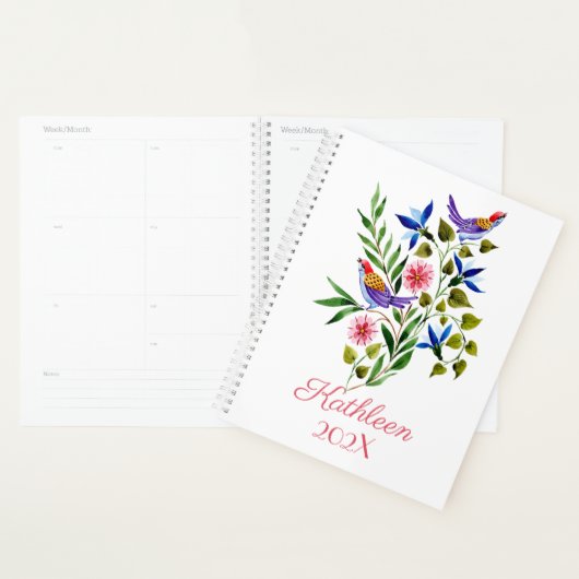 Helderkleurige Waterverf van vogels en bloemen Planner (Display)