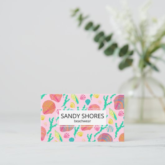 Helderkleurige zeeshells en seaweed Pattern Visitekaartje (Staand voorkant)