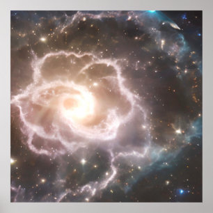 Helderkosmische nebula Roos bloesem Poster