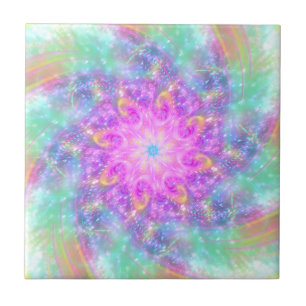 Helderlichte kleurige spiraal-Mandala kunst Tegeltje