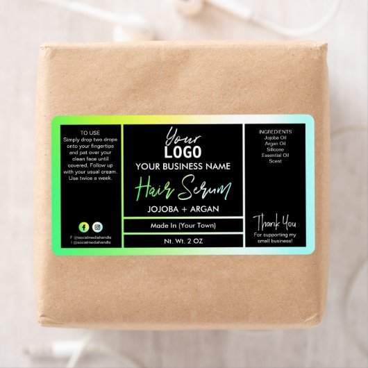 Helderneholografische groene haarserumlabels etiket (Insitu)