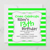 Helderneon Lime Green en White Stripes Pattern Kaart (Voorkant)