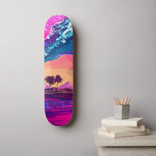 Helderneon Retro Wave and Palm Trees Skateboard