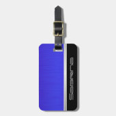 Helderneonblauw penseel en zilverdruk bagagelabel (Voorkant verticaal)