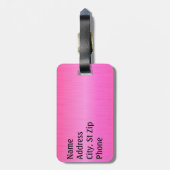 Helderneonroze penseel staal en zilverdruk bagagelabel (Achterkant verticaal)