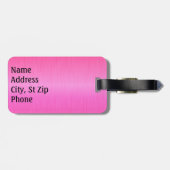 Helderneonroze penseel staal en zilverdruk bagagelabel (Achterkant horizontaal)