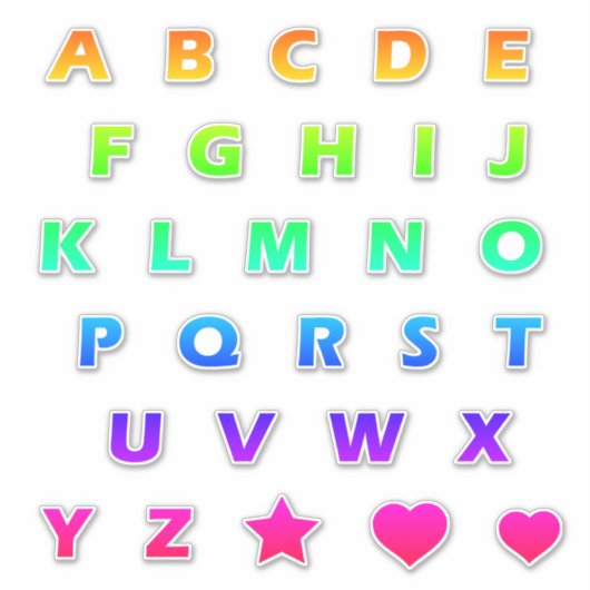 Helderregenboogbrieven Monogram Sticker Pack (Voorkant)