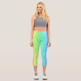Helderregenbooggeometrische Capri-Leggings