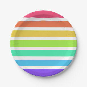 Helderregenboogstrepen Papieren Bordje