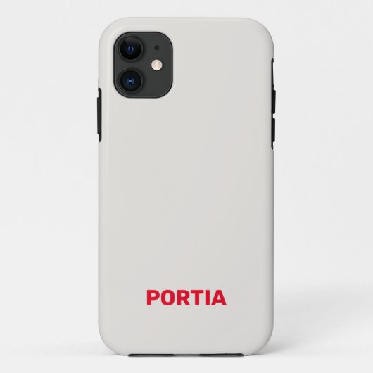 Helderrode aangepaste naam effen grijs Case-Mate iPhone case (Achterkant)