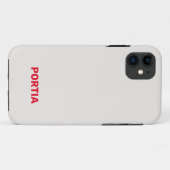 Helderrode aangepaste naam effen grijs Case-Mate iPhone case (Achterkant (horizontaal))