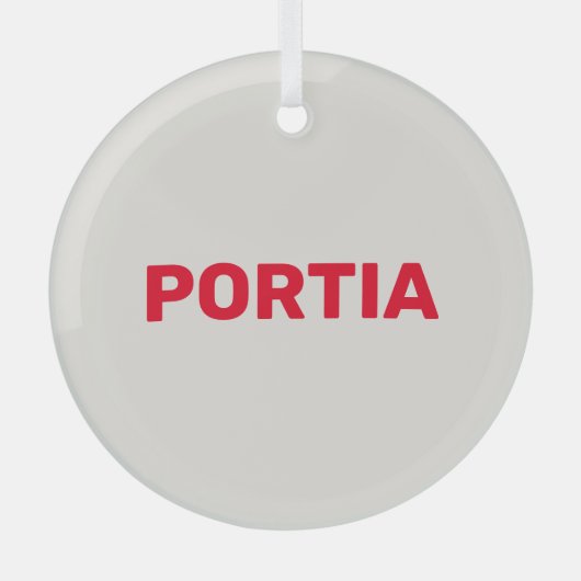 Helderrode aangepaste naam effen grijs glas ornament (Voorkant)