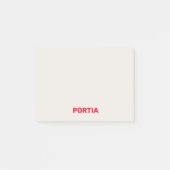 Helderrode aangepaste naam effen grijs post-it® notes (Voorkant)