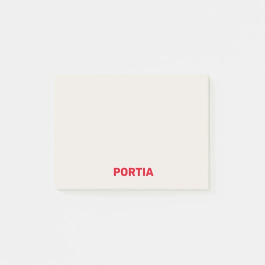 Helderrode aangepaste naam effen grijs post-it® notes (Voorkant)