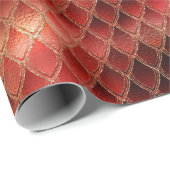 Helderrode drakenschalen cadeaupapier (Rol Hoek)