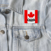 Helderrode esdoornblad Canada-vlag Vierkante Button 5,1 Cm (In situ)